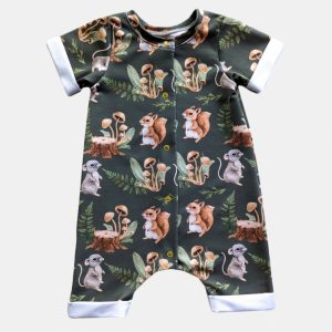 squirrel sleeved romper