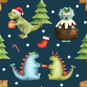 Christmas Dino Fabric